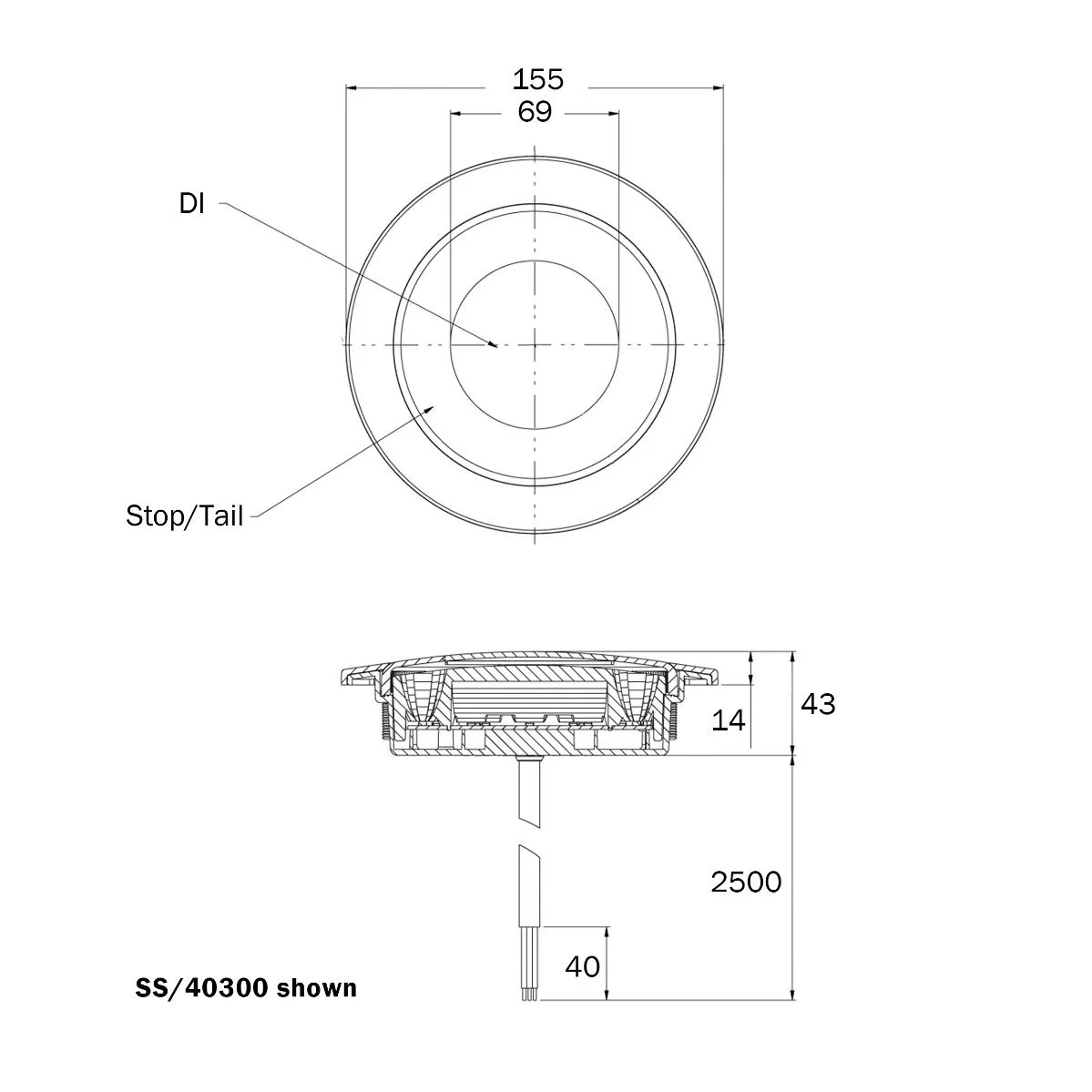 Led rond Mist/achteruitrijlicht - Example ss 40300 1 1 - SS/40330
