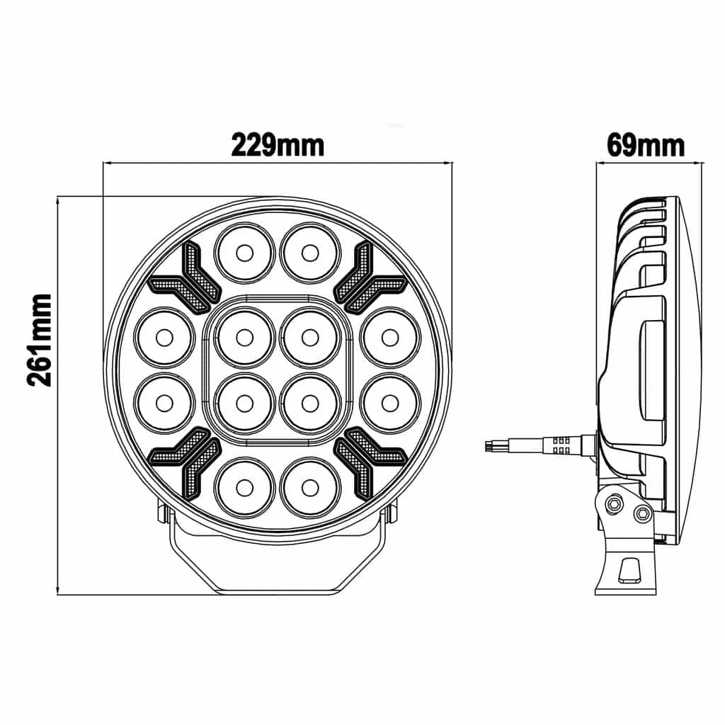 LED Ypsilon 12LED amber-wit met flitser 8000lm - Verstraler ypsilon series wd 12080 09 - WD-12080.1